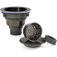 Merkloos Keuken gootsteen afvoerset 114 mm, 304 RVS, zwart, met zeefmand en deksel, voor keuken