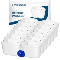 Merkloos Waterfilterpatronen 12 stuks, voor waterkan, vermindert chloor en kalk, voor keuken