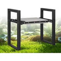 Merkloos Tuinstoel, vouwbaar, extra brede zitting 31 cm, met kussens, voor tuinieren, zwart