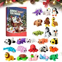 Dripio Adventskalender met 24 delen, bestaande uit 3D-geprinte dierenfiguren, die beweegbaar zijn