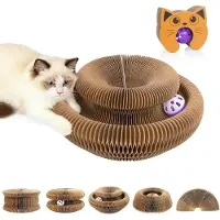 Merkloos Krabpaal voor katten, golfkarton, met belballen en klauw kussen, speelgoed