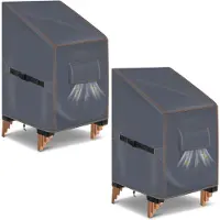 Merkloos Tuinstoel beschermhoes 64x64x70/120 cm, 2 stuks, waterdicht, 420D Oxford, grijs, voor stapelstoelen