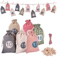 Dripio Adventskalender om zelf te vullen, met 24 linnen zakjes voorzien van cijfers