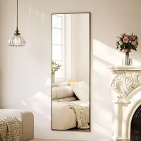 Merkloos Staande spiegel 40 x 150 cm, zwart, vloerspiegel, voor slaapkamer