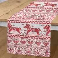 Abakuhaus Nordic Tafelloper, Paarden Hart Engelen, Rechthoekige Decoratieve Tafelloper voor Eetkamer en Keuken, 40 x 225 cm, Vermiljoenrood Wit