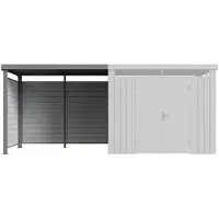 Vente-unique Aanbouw voor tuinschuur met opengewerkte wand - 5,99 m² - Dikte 0,35 mm - Grijs - MERANO