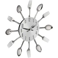 Dripio Wandklok met bestekdesign, diameter 31 cm, metaal, op batterijen, zilverkleurig