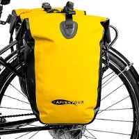 Merkloos Waterdichte Fietstas 25 L, bagagedrager, geel, voor fietstocht