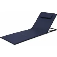 Merkloos Strandligstoel opvouwbaar 156 cm, rugleuning, 600D Oxford, 100 kg, donkerblauw voor strand