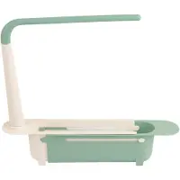 Gistuch Telescopische opbergplank voor spoelbakken, lengte verstelbaar, grote capaciteit, gemaakt van PP, uitbreidbare organizer voor keukenspoelbakken, groen