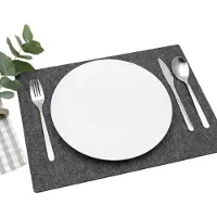 Merkloos Placemats vilt 30 x 41 cm, set van 4, donkergrijs, voor eettafel