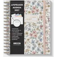 De Hobbit Hobbit - Afsprakenagenda 2027 - A5+ (23 x 18 cm) - Tijdindeling per uur - Zakelijke Agenda - Ringband Agenda - 1 week op 2 pagina's - Harde Kaft - Pastel Bloemetjes