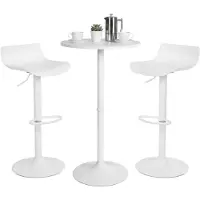 CLP Bartafelset Navo - Ronde Tafel - 2 Verstelbare Barkrukken - wit