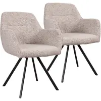 DS4U - Mats draaibare eetkamerstoel - Set van 2 - Taupe - Stof - Met armleuning