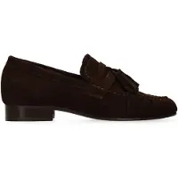 Manfield Donkerbruine suède loafers met kwastjes | Maat 39