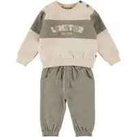 Dirkje set - beige/kaki Jongens Sweat Ronde hals Effen - maat 62