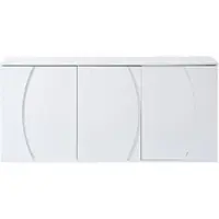 OKWISH Dressoir - Hoogglans Met Ledverlichting - Voor Woonkamer En Eetkamer - Wit Spaanplaat - 150×40×70 Cm