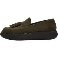 FitFlop Dames Suède mocassins Iq-Comff olijfgroen (38), Leer, Plat, 1 tot 3 cm, Geen, Casual JHS-B77