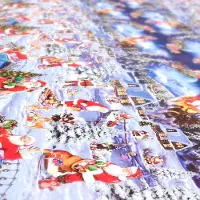 ANRO Tafelzeil op rol Kerstman Winternacht Blauw 140cm x 20m – Afwasbaar Tafelkleed Rechte rand