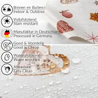 ANRO Tafelkleed Kerst Hartjes & Boompjes Wit 260x140cm Met sierband Afwasbaar Waterafstotend