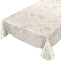 ANRO Tafelkleed Kerst Sneeuwvlokken Beige Rond Ø100cm Rechte rand Afwasbaar Waterafstotend