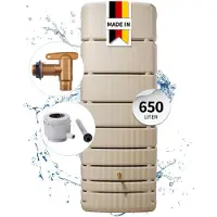 Graf 4rain SLIM wandtank 650 L zandbeige met vulautomaat grijs