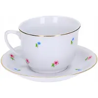Lubiana Jastra Wiedeń Kop en Schotel 300ml - Bloemendesign met Goudrand