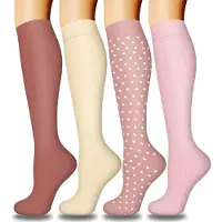 Famanu – 4 Paar Compressiekousen voor Dames en Heren, Ondersteuning voor Sporters, Hardlopen, Fietsen, Reizen