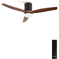 Create - Plafondventilator silent 100% hout 40W (Ø132cm) - Met licht LED - Afstandsbediening - 6 snelheden - Programmeerbaar - WIND CALM NATURAL WOOD