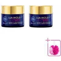 Nivea 2 x - Nachtcrème - CELLular LUMINOUS630 Tegen Vlekken - Egaliserend - Tegen pigmentvlekken - Met Hyaluronzuur - 50 ml - Bulkverpakking - Anti-spot crème - Douchemop - Pigmentvlekken