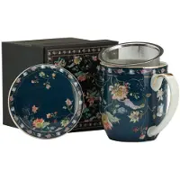 Marco polo Merkloos Merkloze Porseleinen Mok met Bloemendecor en Theefilter (380ml)