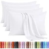 Famanu – Set van 4 Kussenslopen – Zacht Geborsteld Microvezel – Kleur- en Krimpbestendig (Wit, 60 x 60 cm)