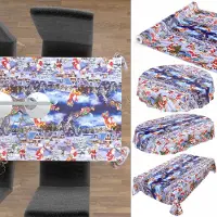 ANRO Tafelkleed Kerstman Winternacht Blauw 220x140cm Met sierband Afwasbaar Waterafstotend