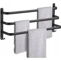 Arhatreya Mat Zwarte Wandrek voor Handdoeken, 30cm, 3 Lagen, Zonder Boren