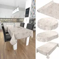 ANRO Tafelkleed Kerst Sneeuwvlokken Beige 260x140cm Met sierband Afwasbaar Waterafstotend