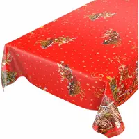 ANRO Tafelkleed Kerstman met Sterren Rood 140x100cm Rechte rand Afwasbaar Waterafstotend
