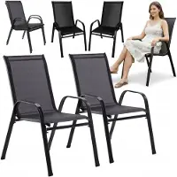Bauerkraft Set van 2 zwarte metalen tuinstoelen, modern design