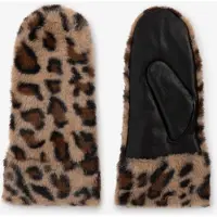 Sissy-Boy - Bruine leren wanten met leopard print - S/M