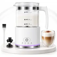 VHV -Elektrische melkopschuimer - 4-in-1 - Warm & koud - 500 ml - Afneembare glazen kan - Automatisch - Melkverwarmer - Voor cappuccino en latte - Wit