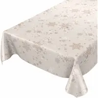ANRO Tafelkleed Kerst Sneeuwvlokken Beige 280x140cm Rechte rand Afwasbaar Waterafstotend