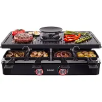 Media Evolution COOK-IT Gourmetstel met Afzuiging – 8 Gourmetpannetjes – 1400W – Regelbare Temperatuur – Antiaanbaklaag – Raclette Grill