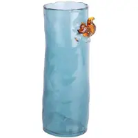 Present Time Vaas Squirrel On Branch - Blauw - 9.5x9.5x27cm - Glas - Scandinavisch - Bloemenvaas - Woondecoratie - Decoratieve vaas voor woonkamer of slaapkamer