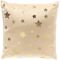 Textino STARRY-SKY - kussenhoes 45x45 cm - fluweel - sterren - Summer Sand - beige, goud