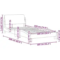vidaXL Bedframe "Dover" kunstleer zwart en wit 100x190 cm