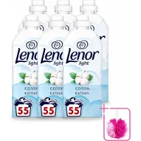 Lenor 6 x Light - Wasverzachter - Katoen - Fris & Zacht - 55 Wasbeurten - Bulkverpakking - Wasverzachter katoen - Douchemop - Wasverzachter fris