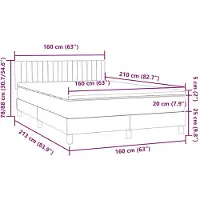 vidaXL Boxspring met matras en LED fluweel donkergrijs 160x210 cm