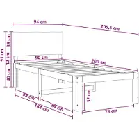 vidaXL Eenpersoonsbed met hoofdbord ROSTOCK Naturel 90 x 200 cm