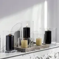 TREND FOR HOME Glazen Cilinder Vaas/Lampion H10cm D10cm - Decoratie Bruiloft & Huis