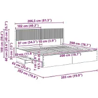 vidaXL Bedframe met opbergruimte en hoofdeinde, betonkleur, 200 x 200 cm