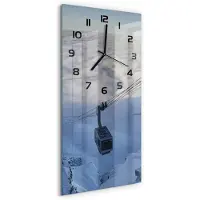 Tulup Wandklok - Achtbaan Gekleurde Glazen Klok - 30x60 cm - Wit Glazen Klok Met Print - Zwarte handen - Rechthoekige Klok - Moderne Wandklok Glas - Wandklok Glas Decoratie